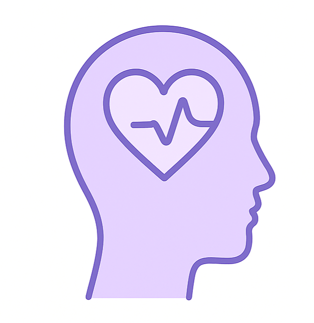 Side profile a head with a heart representing mental health